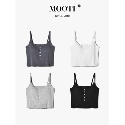 白色細小吊帶背心女內搭夏季打底美背短款外穿帶胸墊抹胸上衣