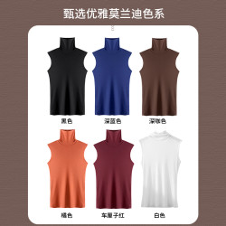 高領無袖背心女2025春夏季新款內搭薄款黑色網紗打底衫上衣高級感