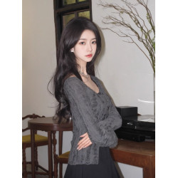 網紅同款歐美廢土風假兩件掛脖綁帶倆件套修身長袖T恤短款上衣女