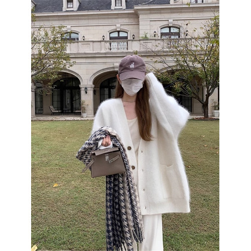 紫色水貂毛開衫毛衣外套女秋冬季2025新款溫柔韓系慵懶中長款針織 紫色水貂毛開衫毛衣外套女秋冬季2025新款溫柔韓系慵懶中長款針織