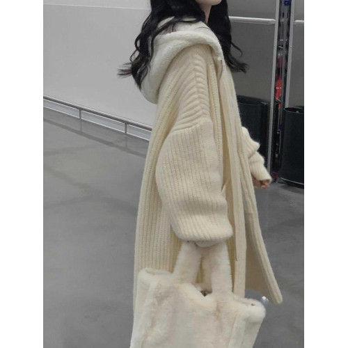 韓版慵懶風加厚外套秋冬季新款羊羔毛連帽長款毛衣女寬松上衣開衫 韓版慵懶風加厚外套秋冬季新款羊羔毛連帽長款毛衣女寬松上衣開衫