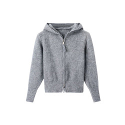 雙拉鍊連帽針織衫短款上衣小衆外套女春秋新款內搭打底衫毛衣開衫