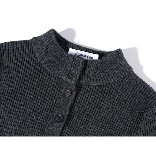 XinmonLee法式復古設計感不規則開叉毛針織衫春秋氣質半高領顯瘦 XinmonLee法式復古設計感不規則開叉毛針織衫春秋氣質半高領顯瘦