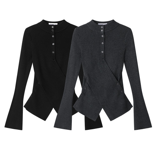 XinmonLee法式復古設計感不規則開叉毛針織衫春秋氣質半高領顯瘦 XinmonLee法式復古設計感不規則開叉毛針織衫春秋氣質半高領顯瘦