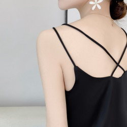 真絲吊帶背心女內搭白色美背醋酸上衣緞面夏小西裝桑蠶絲打底衫