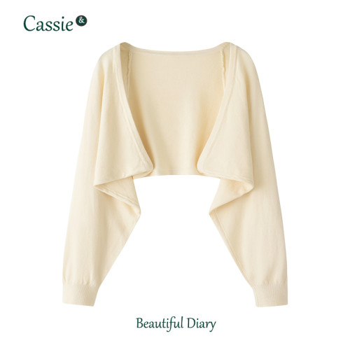 早秋針織開衫女外搭配吊帶連衣裙披肩短款蝙蝠袖寬松坎肩罩衫外套