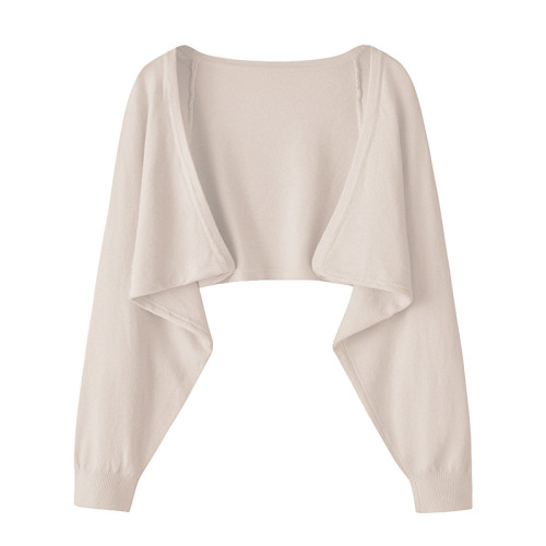 早秋針織開衫女外搭配吊帶連衣裙披肩短款蝙蝠袖寬松坎肩罩衫外套