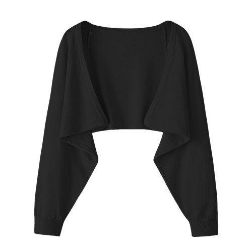 早秋針織開衫女外搭配吊帶連衣裙披肩短款蝙蝠袖寬松坎肩罩衫外套