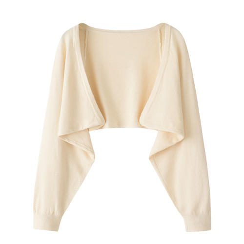 早秋針織開衫女外搭配吊帶連衣裙披肩短款蝙蝠袖寬松坎肩罩衫外套