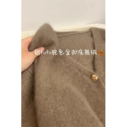 軟糯慵懶浣熊絨毛衣開衫女外搭秋冬新款寬松V領針織小香外套上衣