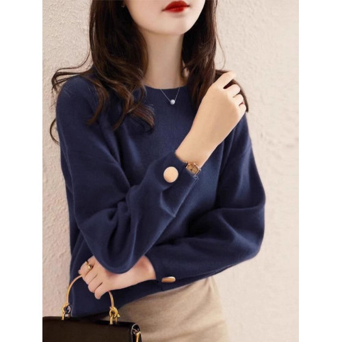 紅色針織衫女2025春秋新款溫柔氣質寬松圓領套頭上衣軟糯慵懶毛衣