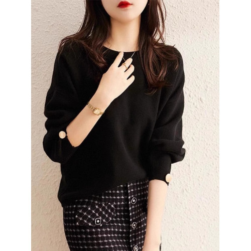 紅色針織衫女2025春秋新款溫柔氣質寬松圓領套頭上衣軟糯慵懶毛衣