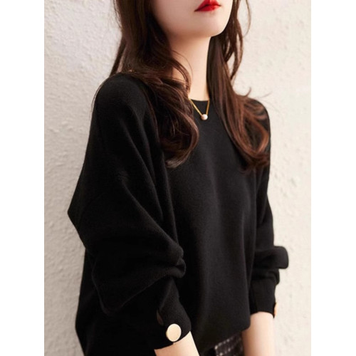 紅色針織衫女2025春秋新款溫柔氣質寬松圓領套頭上衣軟糯慵懶毛衣