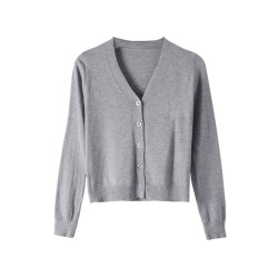 薄款針織開衫外套女秋冬韓版寬松毛衣外穿短款百搭V領打底衫上衣