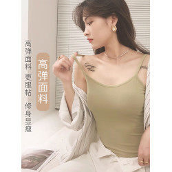 貓人吊帶背心女帶胸墊文胸一體式美背內衣2025新款打底內搭可外穿