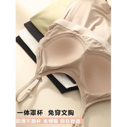 貓人吊帶背心女帶胸墊文胸一體式美背內衣2025新款打底內搭可外穿