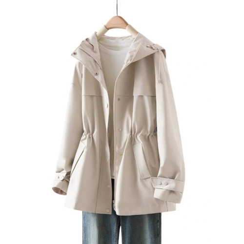 品牌春秋爆款連帽風衣2024秋季新款女收腰短款今年流行外套