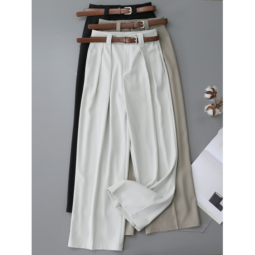 高腰遮胯窄版顯瘦濶腿褲女2025春夏新款高級感職業通勤休閒拖地褲