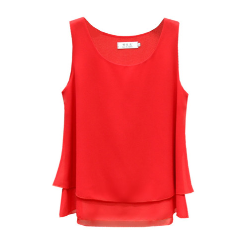 2025夏季新款韓版大碼遮肚子雪紡衫上衣寬松外穿打底無袖背心女夏