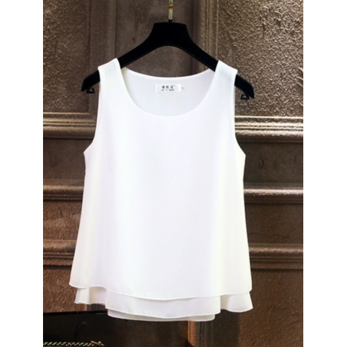 2025夏季新款韓版大碼遮肚子雪紡衫上衣寬松外穿打底無袖背心女夏