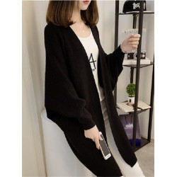 韓國2025春裝原宿風中長款針織開衫外搭百搭顯瘦寬松毛衣外套女潮