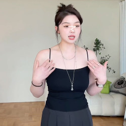 大碼吊帶背心女夏季內搭胖mm打底吊帶修身緊身辣妹上衣外穿帶胸墊