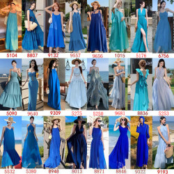 2025新款波西米亞藍色沙灘裙仙韓版顯瘦三亞海邊度假長裙連衣裙女