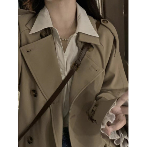 大碼胖妹妹卡其色風衣外套女中長款春秋新款韓系英倫風高級感大衣 大碼胖妹妹卡其色風衣外套女中長款春秋新款韓系英倫風高級感大衣