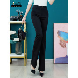 啄木鳥春秋新款微喇褲女顯瘦百搭高腰直筒休閒喇叭褲子春夏長西褲