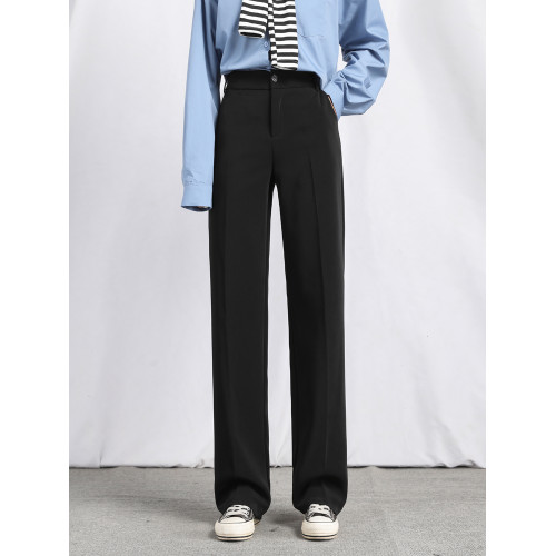 高腰西裝褲女春夏小個子顯瘦直筒褲黑色職業正裝西褲垂感休閒褲子 高腰西裝褲女春夏小個子顯瘦直筒褲黑色職業正裝西褲垂感休閒褲子