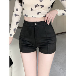 鹿皮絨短褲女2025秋冬新款外穿靴褲高腰韓版緊身黑色包臀打底褲子