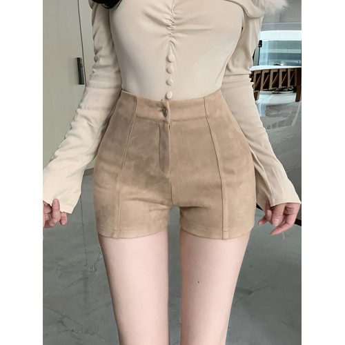 鹿皮絨短褲女2025秋冬新款外穿靴褲高腰韓版緊身黑色包臀打底褲子 鹿皮絨短褲女2025秋冬新款外穿靴褲高腰韓版緊身黑色包臀打底褲子