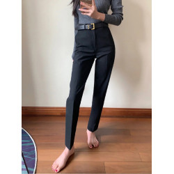 黑色西裝褲女2025夏季薄款直筒高腰小個子九分褲職業通勤菸管西褲