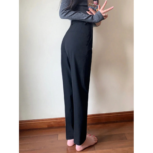 黑色西裝褲女2025夏季薄款直筒高腰小個子九分褲職業通勤菸管西褲