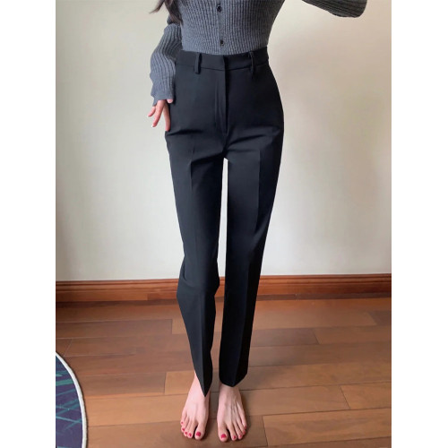 黑色西裝褲女2025夏季薄款直筒高腰小個子九分褲職業通勤菸管西褲