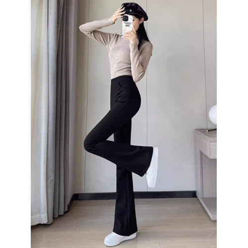 加絨微喇叭褲女秋冬2025新款松緊腰修身顯瘦長褲小個子加厚休閒褲 加絨微喇叭褲女秋冬2025新款松緊腰修身顯瘦長褲小個子加厚休閒褲