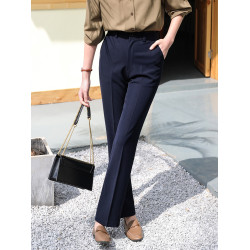 2025春秋95CM藏青西褲寬松休閒直筒長褲百搭顯瘦小個子拖地褲