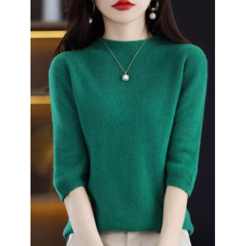 2025秋冬款羊絨衫短袖女半高領羊毛簡約寬松薄款七分袖羊毛衫ins 2025秋冬款羊絨衫短袖女半高領羊毛簡約寬松薄款七分袖羊毛衫ins