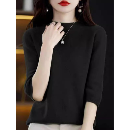 2025秋冬款羊絨衫短袖女半高領羊毛簡約寬松薄款七分袖羊毛衫ins 2025秋冬款羊絨衫短袖女半高領羊毛簡約寬松薄款七分袖羊毛衫ins