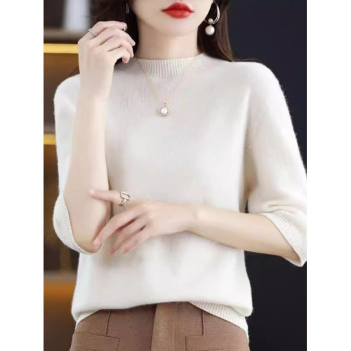 2025秋冬款羊絨衫短袖女半高領羊毛簡約寬松薄款七分袖羊毛衫ins 2025秋冬款羊絨衫短袖女半高領羊毛簡約寬松薄款七分袖羊毛衫ins