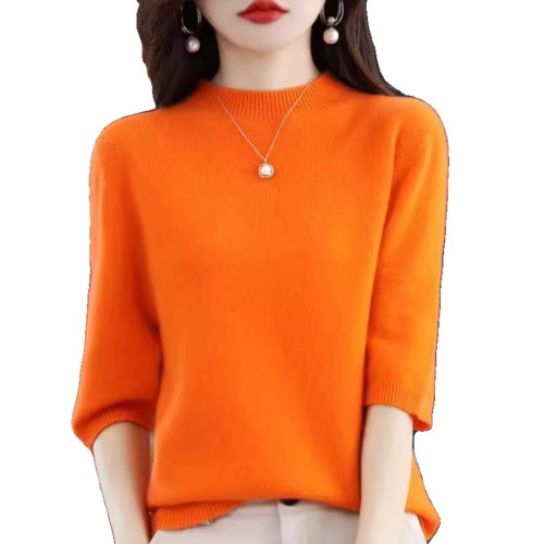 2025秋冬款羊絨衫短袖女半高領羊毛簡約寬松薄款七分袖羊毛衫ins 2025秋冬款羊絨衫短袖女半高領羊毛簡約寬松薄款七分袖羊毛衫ins