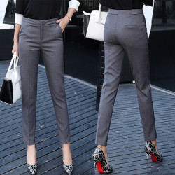 西裝褲女職業九分褲OL春秋新款百搭小腳褲修身休閒鉛筆褲夏薄