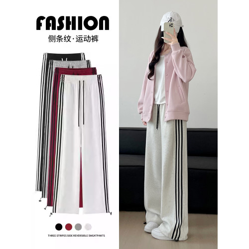 美式運動褲女2025新款秋冬小個子跑步直筒濶腿褲休閒寬松加絨衛褲