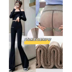 加厚絨冬季高腰口袋收腹顯瘦提臀時尚百搭外穿運動保暖修身喇叭褲