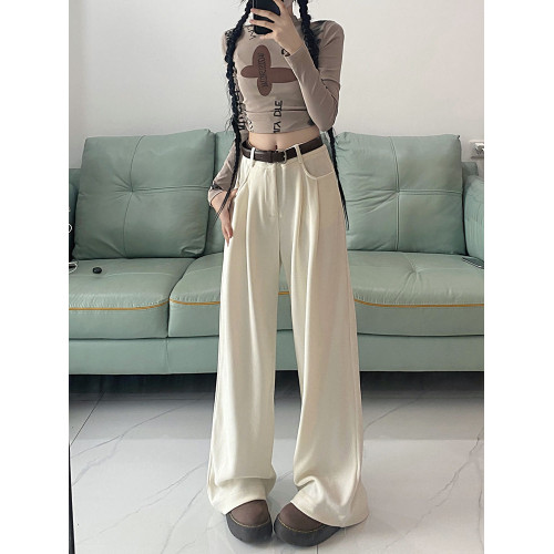 高個子超長雪尼爾窄版濶腿褲女秋冬高腰垂墜感加長拖地直筒西裝褲 高個子超長雪尼爾窄版濶腿褲女秋冬高腰垂墜感加長拖地直筒西裝褲