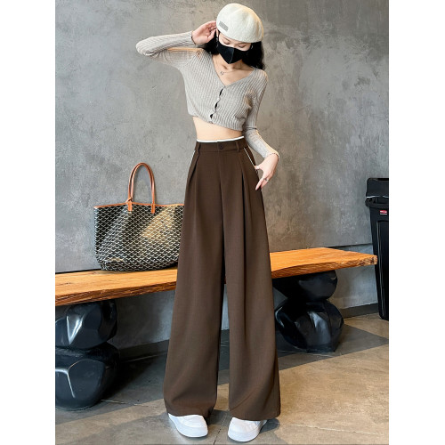 高級感西裝褲女春秋2025新款百搭高腰顯瘦寬松休閒直筒拖地濶腿褲