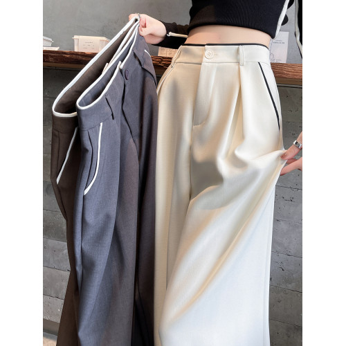 高級感西裝褲女春秋2025新款百搭高腰顯瘦寬松休閒直筒拖地濶腿褲