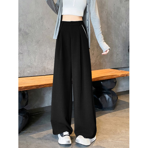 高級感西裝褲女春秋2025新款百搭高腰顯瘦寬松休閒直筒拖地濶腿褲