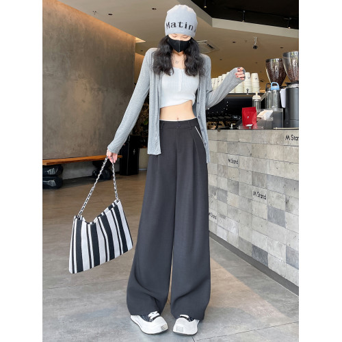 高級感西裝褲女春秋2025新款百搭高腰顯瘦寬松休閒直筒拖地濶腿褲