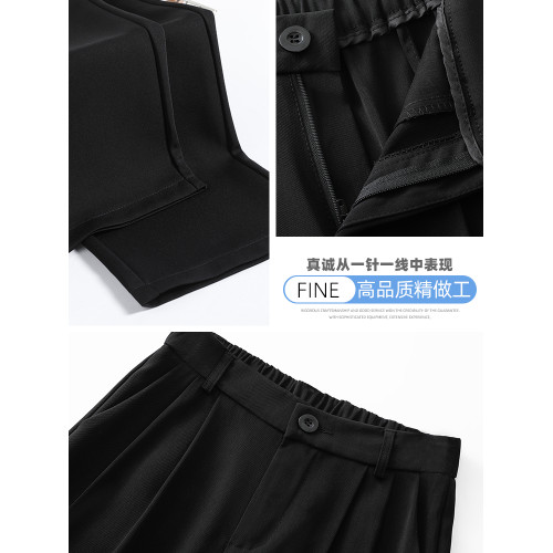 黑色西裝褲女2025春夏秋季高級感直筒休閒長褲高腰窄版冰絲濶腿褲 黑色西裝褲女2025春夏秋季高級感直筒休閒長褲高腰窄版冰絲濶腿褲